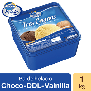 Helado 3 Cremas Choc.-Vai.-DDL. Arcor 1kg.