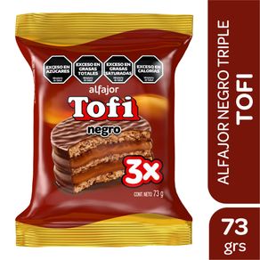 Alfajor triple Tofi negro 73gr.