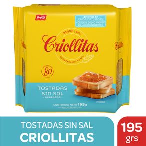 Tostadas Criollitas sin Sal 195gr.